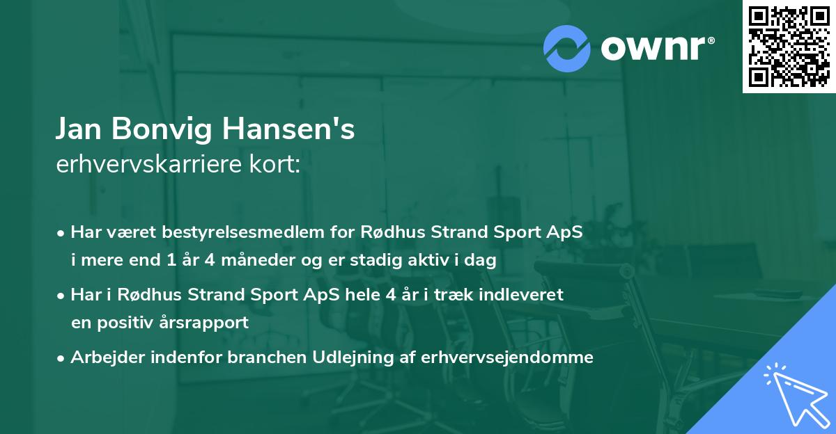 Jan Bonvig Hansen's erhvervskarriere kort
