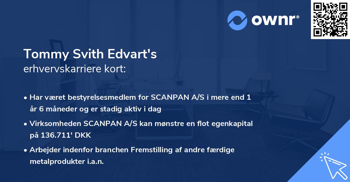 Tommy Svith Edvart's erhvervskarriere kort