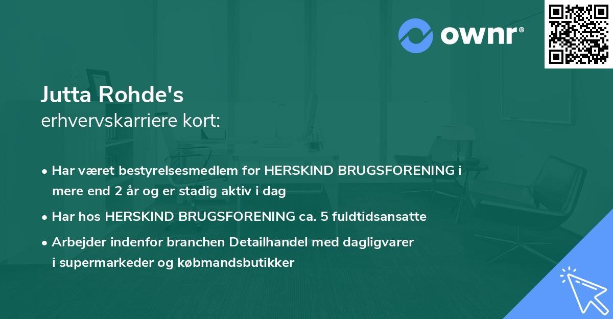 Jutta Rohde's erhvervskarriere kort