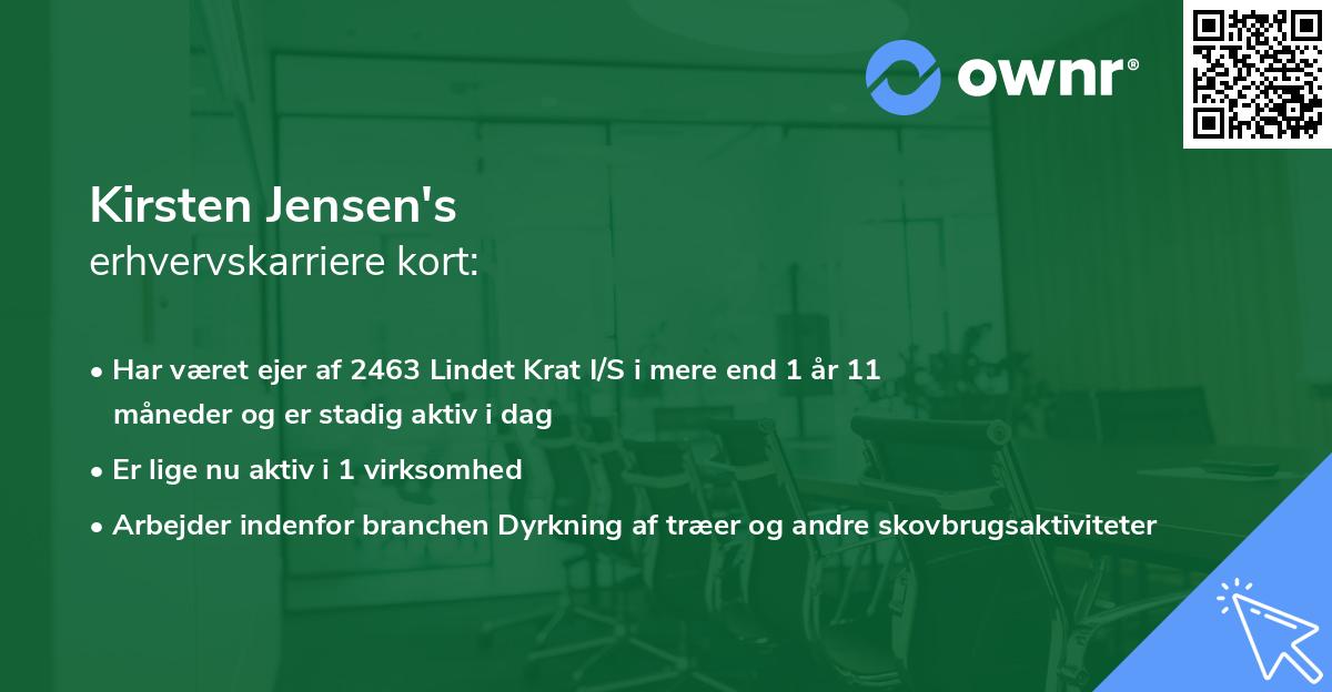 Kirsten Jensen's erhvervskarriere kort