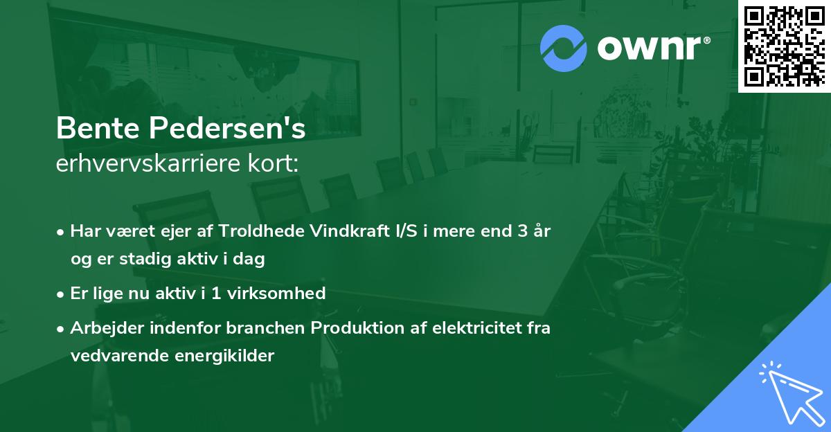 Bente Pedersen's erhvervskarriere kort