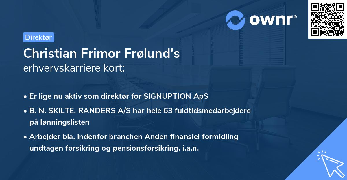 Christian Frimor Frølund's erhvervskarriere kort