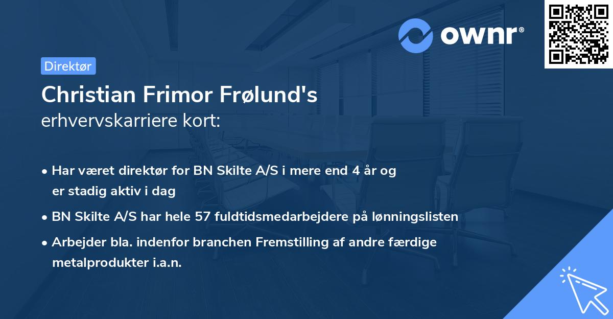 Christian Frimor Frølund's erhvervskarriere kort
