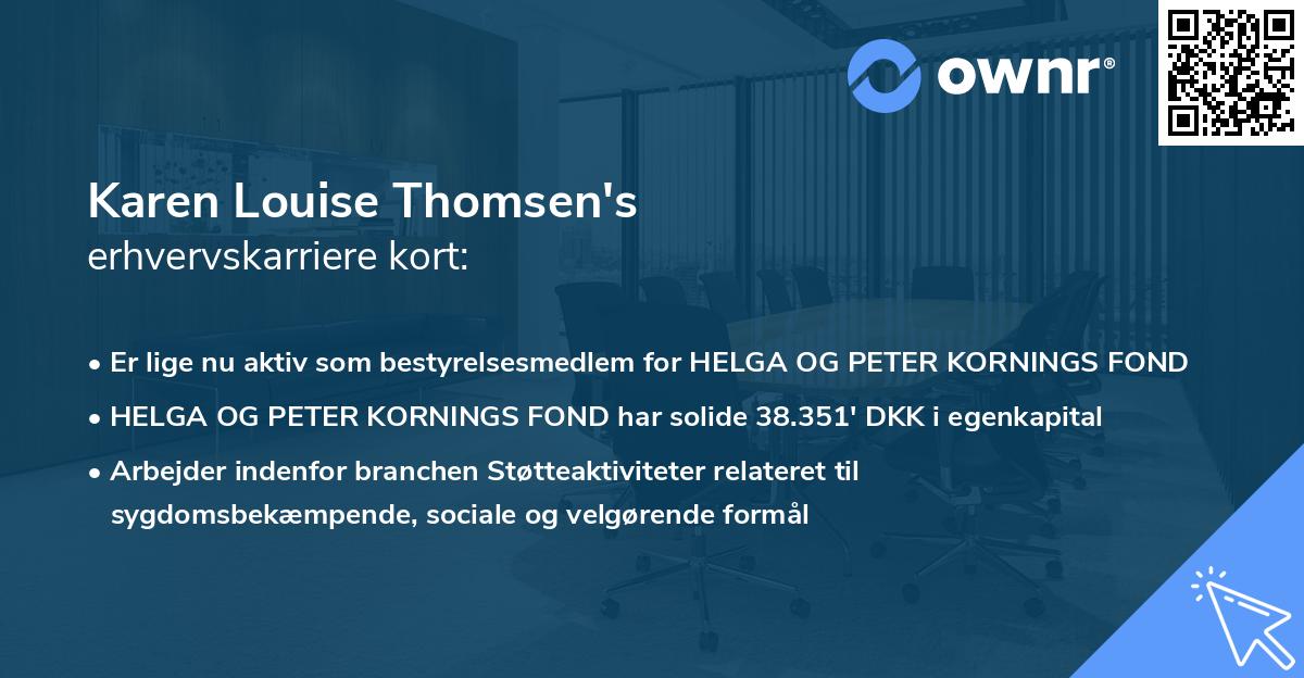 Karen Louise Thomsen's erhvervskarriere kort
