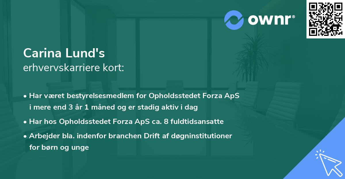 Carina Lund's erhvervskarriere kort