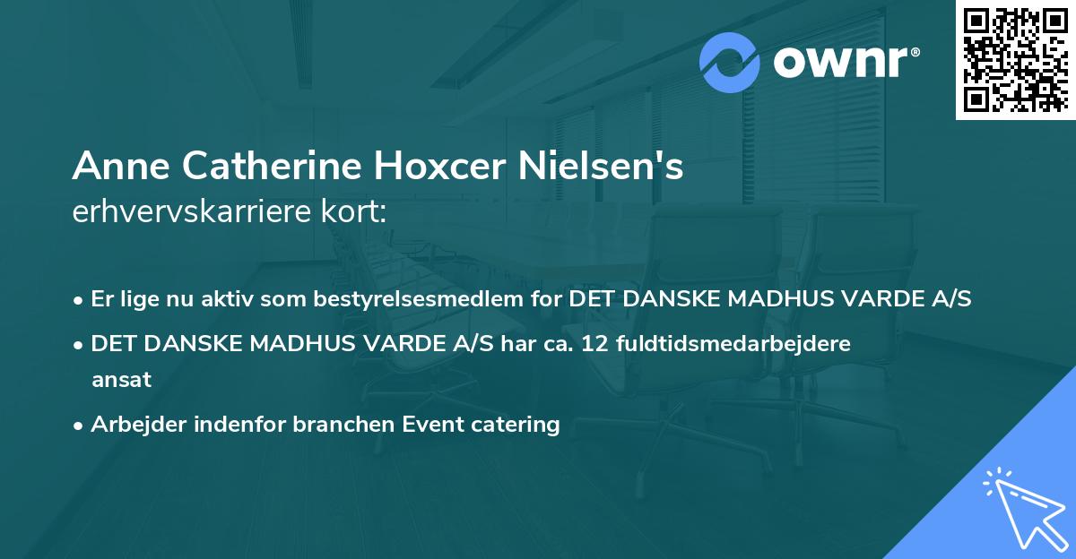 Anne Catherine Hoxcer Nielsen's erhvervskarriere kort