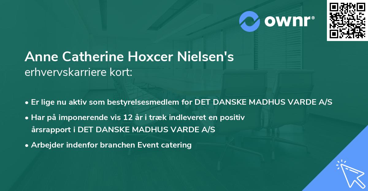 Anne Catherine Hoxcer Nielsen's erhvervskarriere kort