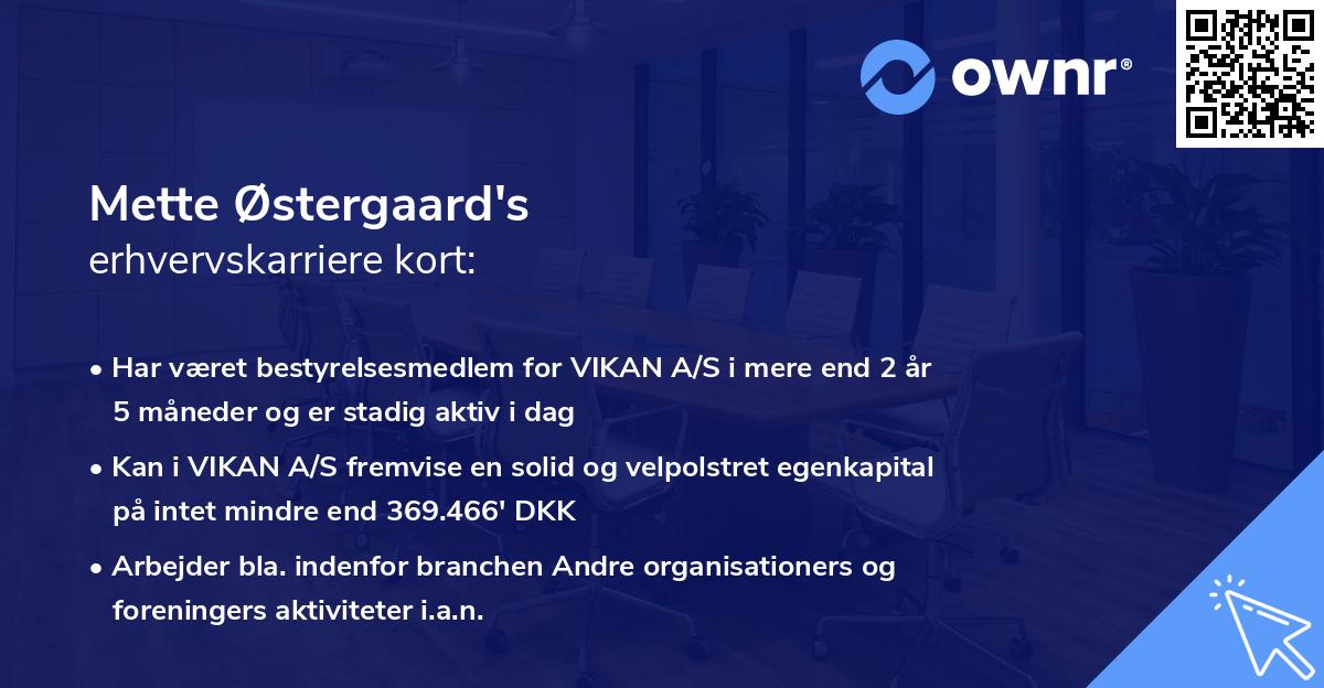 Mette Østergaard's erhvervskarriere kort