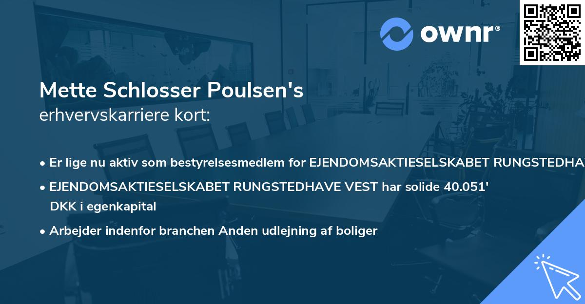 Mette Schlosser Poulsen's erhvervskarriere kort
