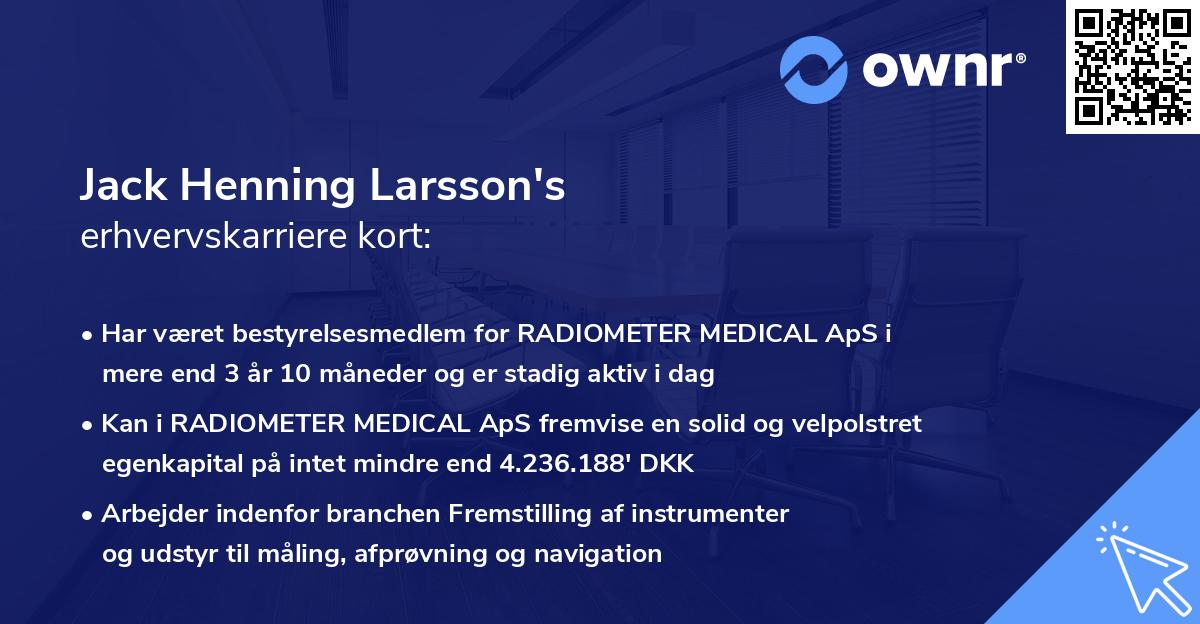 Jack Henning Larsson's erhvervskarriere kort
