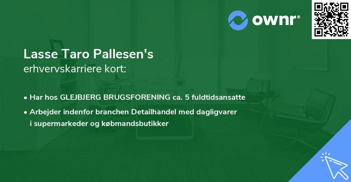 Lasse Taro Pallesen's erhvervskarriere kort