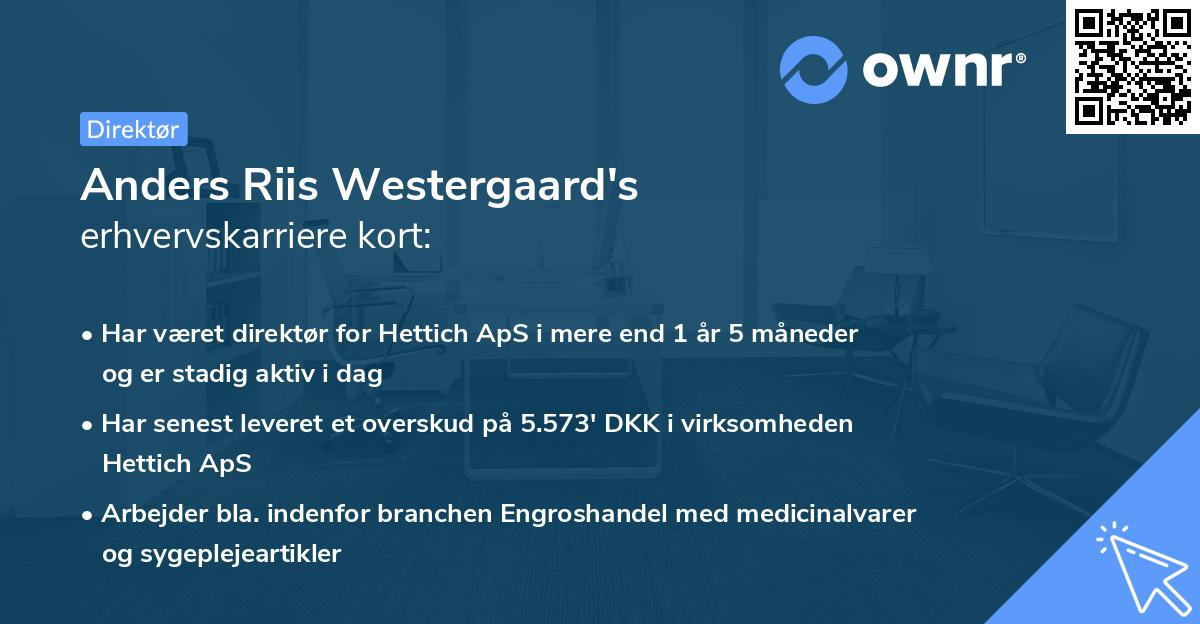 Anders Riis Westergaard's erhvervskarriere kort