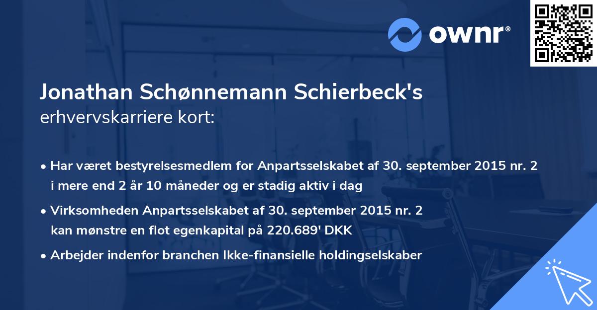 Jonathan Schønnemann Schierbeck's erhvervskarriere kort