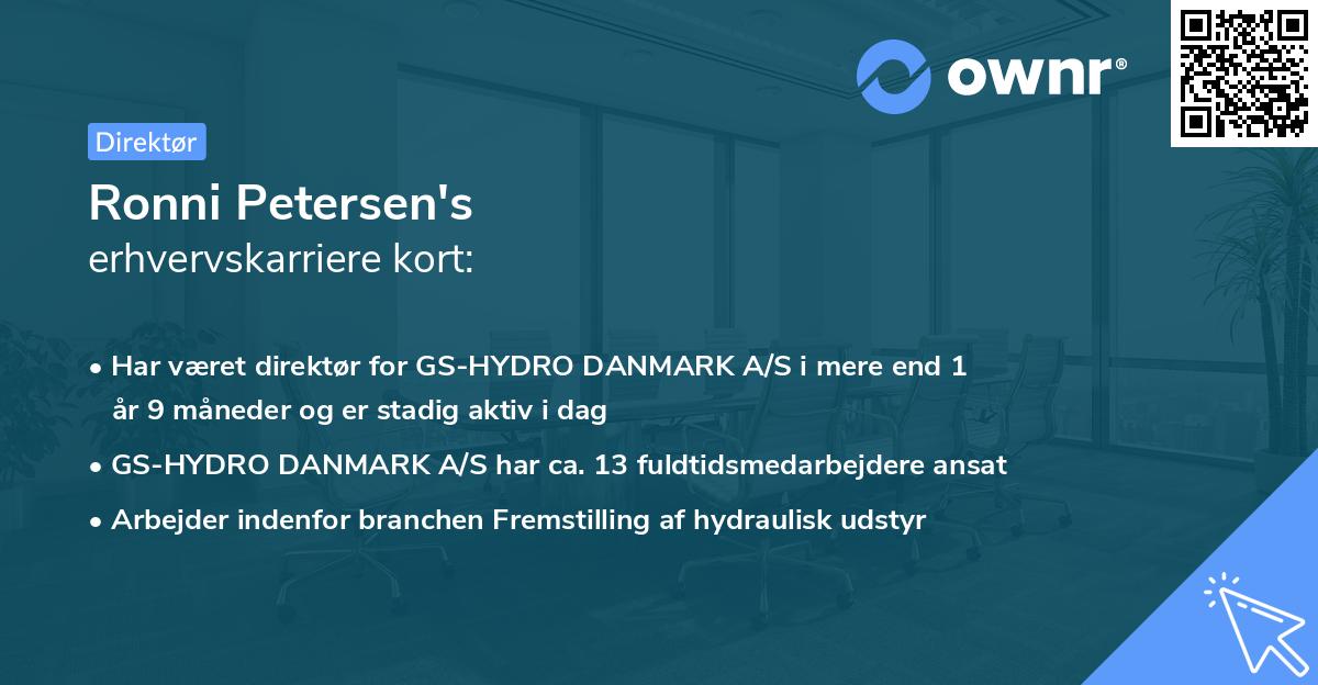Ronni Petersen's erhvervskarriere kort