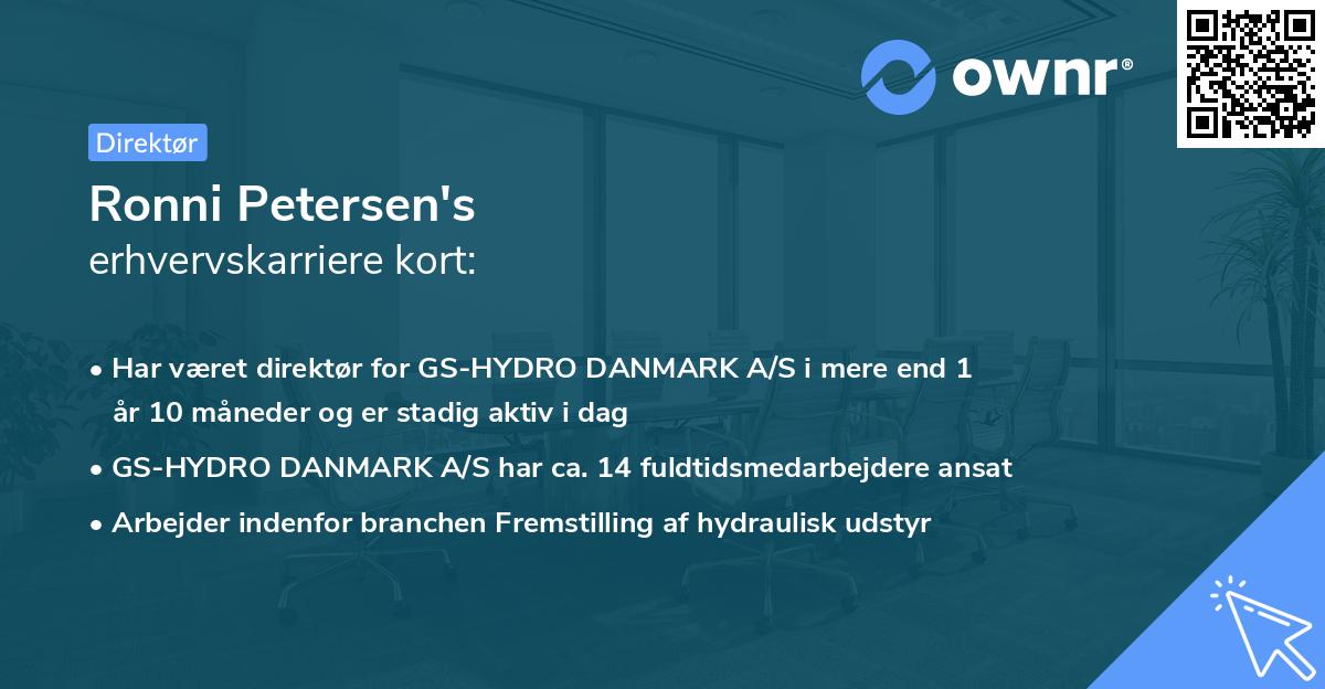 Ronni Petersen's erhvervskarriere kort