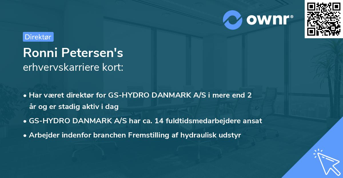 Ronni Petersen's erhvervskarriere kort