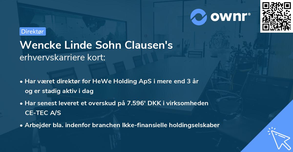 Wencke Linde Sohn Clausen's erhvervskarriere kort
