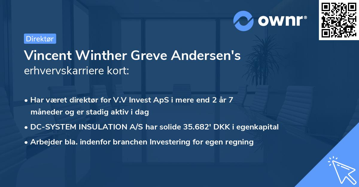 Vincent Winther Greve Andersen's erhvervskarriere kort