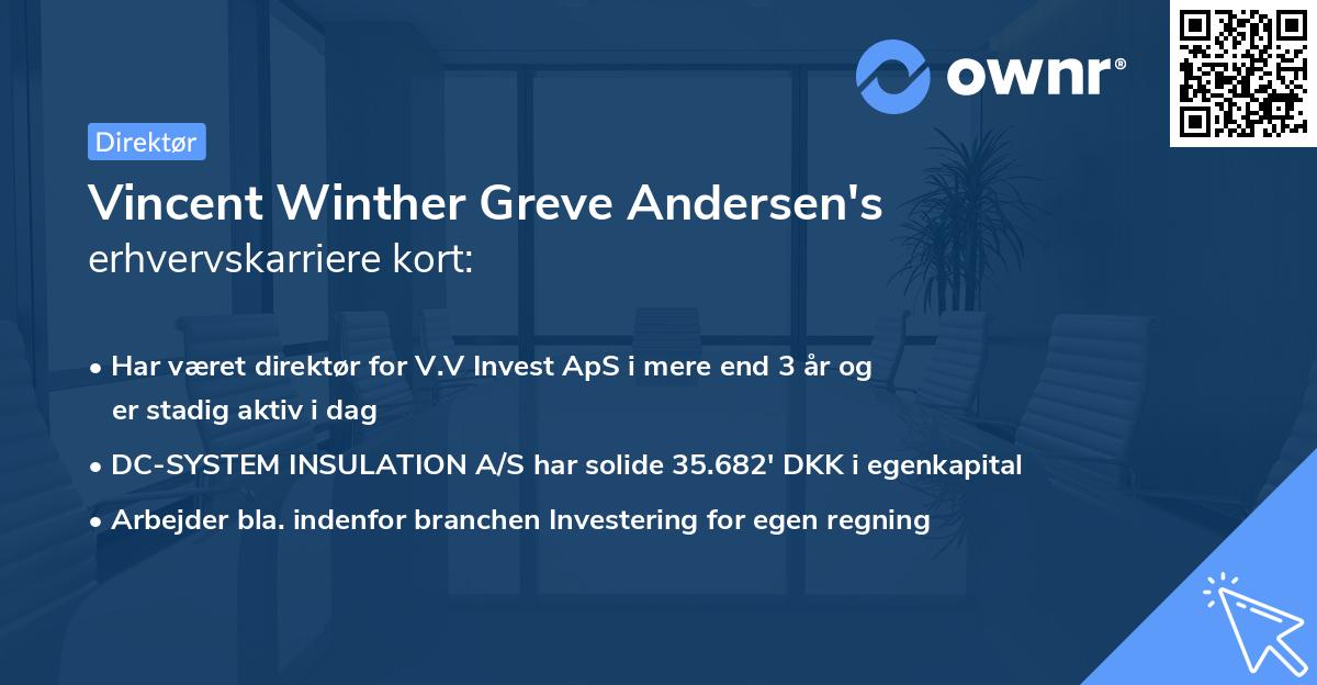 Vincent Winther Greve Andersen's erhvervskarriere kort