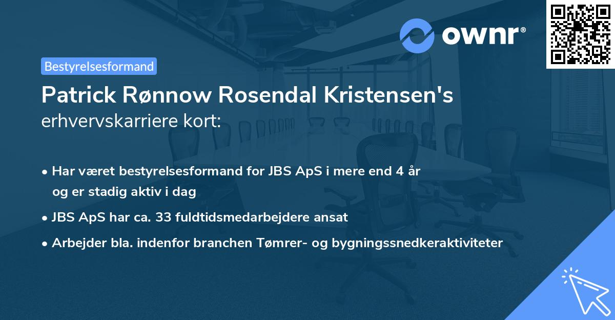 Patrick Rønnow Rosendal Kristensen's erhvervskarriere kort