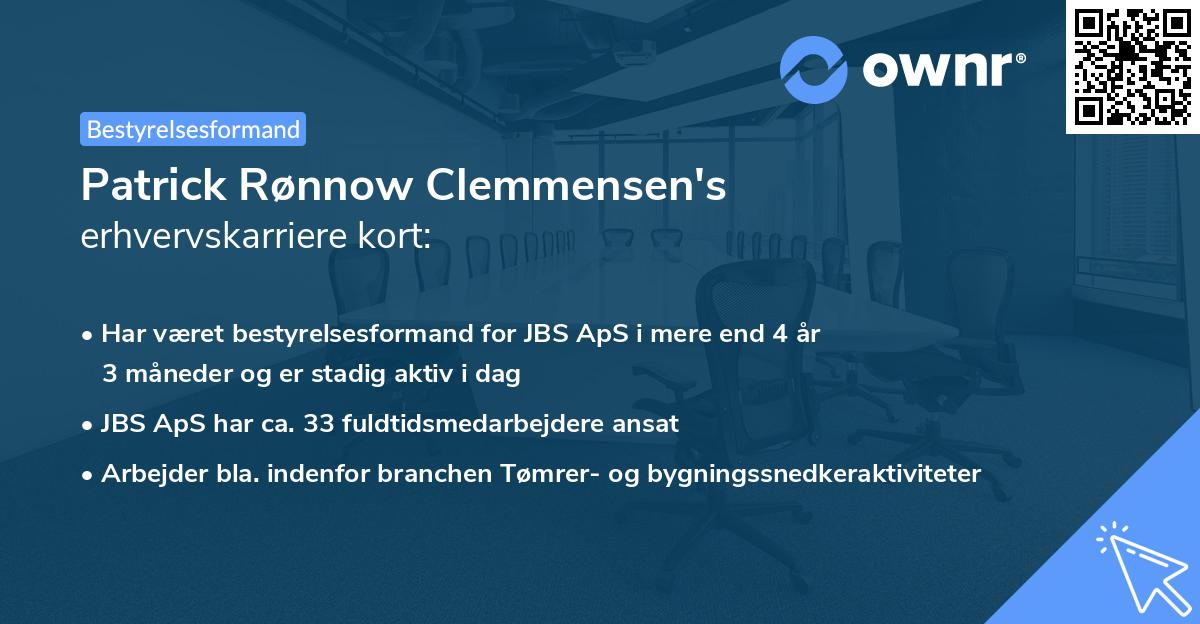Patrick Rønnow Clemmensen's erhvervskarriere kort