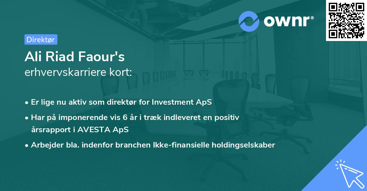 Ali Riad Faour's erhvervskarriere kort