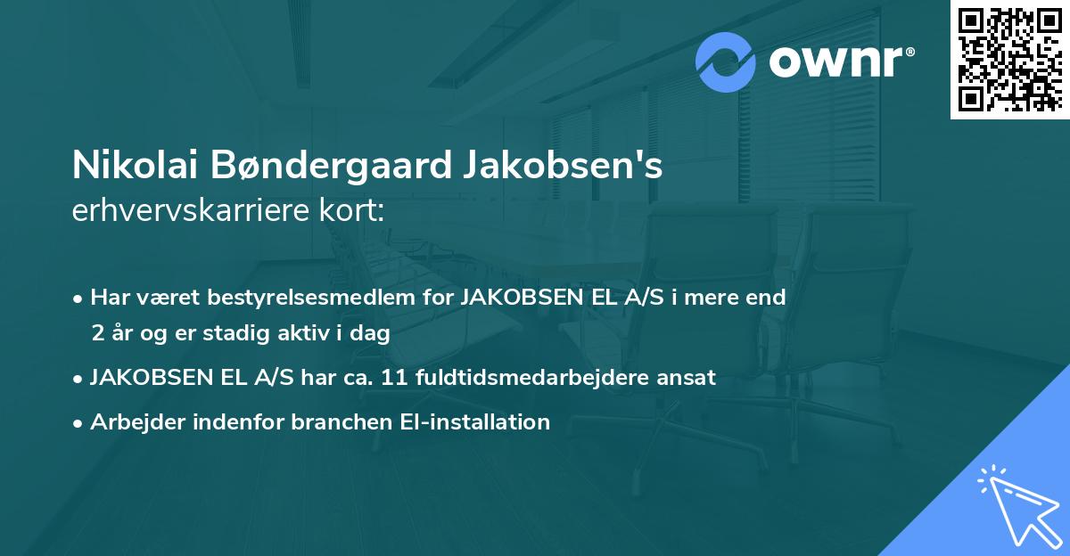 Nikolai Bøndergaard Jakobsen's erhvervskarriere kort