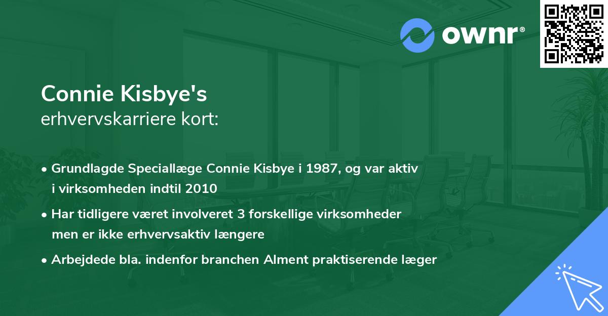 Connie Kisbye's erhvervskarriere kort