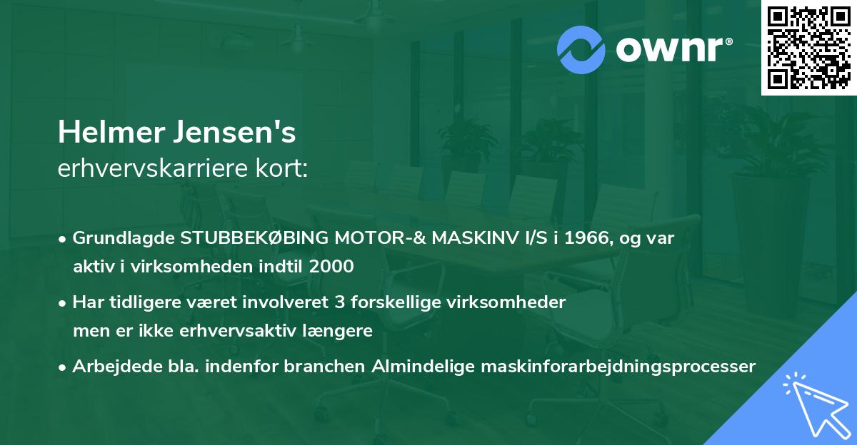 Helmer Jensen's erhvervskarriere kort