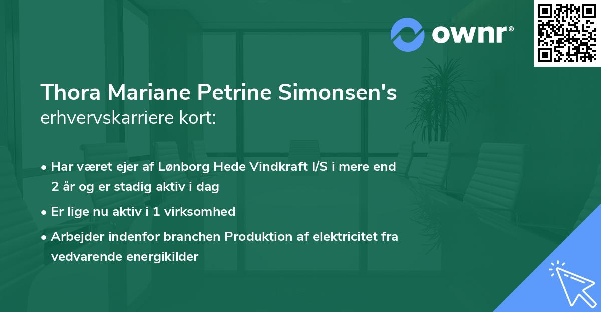 Thora Mariane Petrine Simonsen's erhvervskarriere kort