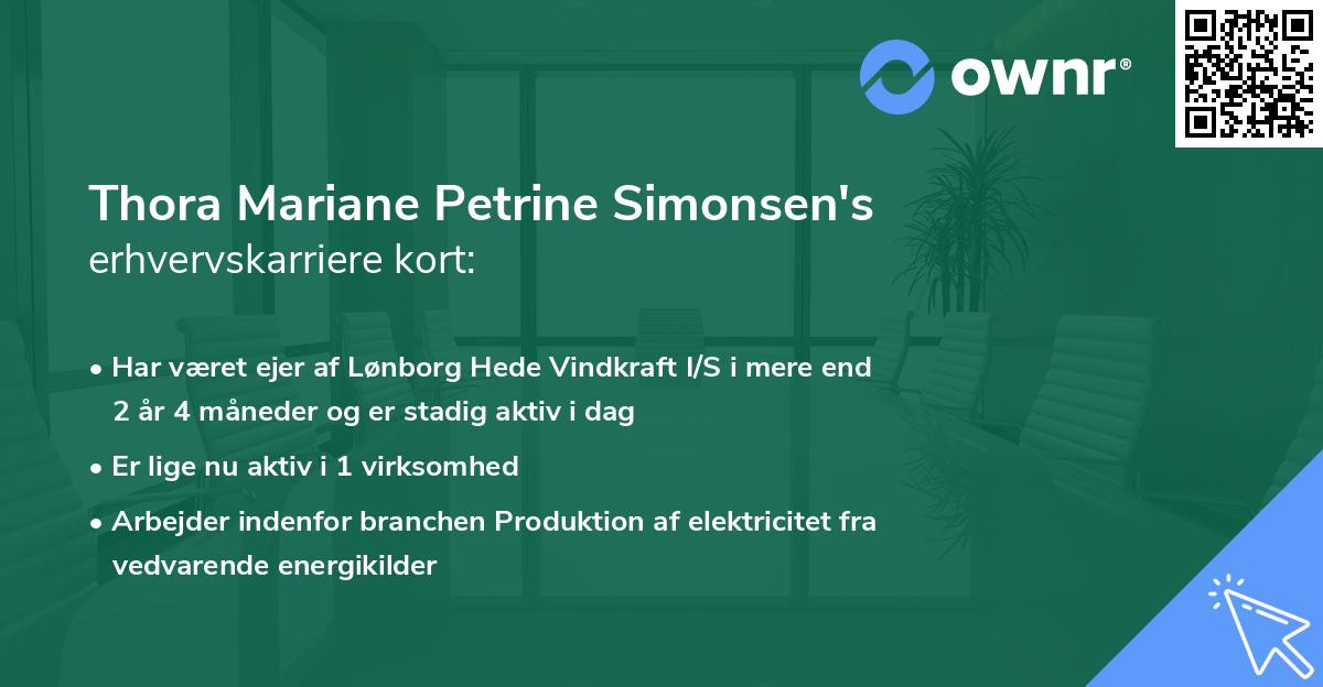 Thora Mariane Petrine Simonsen's erhvervskarriere kort