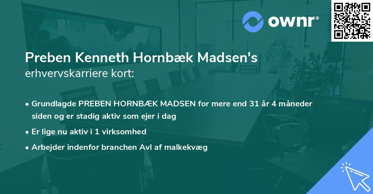Preben Kenneth Hornbæk Madsen's erhvervskarriere kort