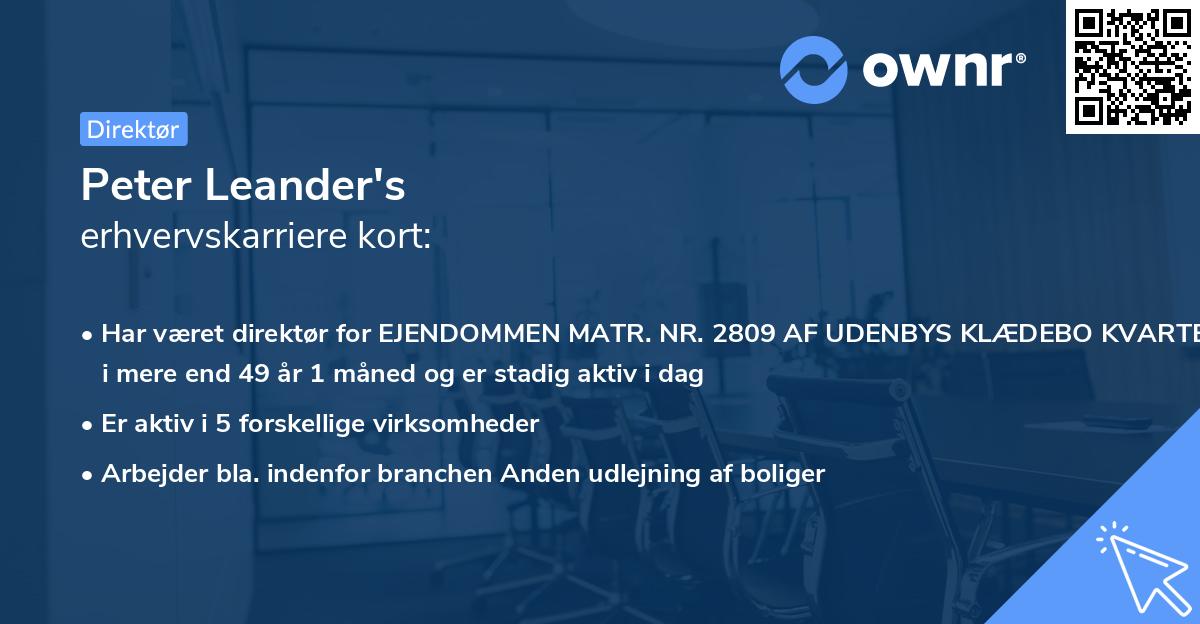 Peter Leander's erhvervskarriere kort