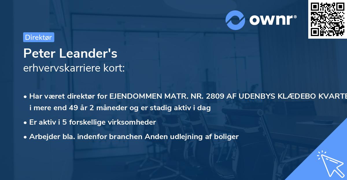 Peter Leander's erhvervskarriere kort