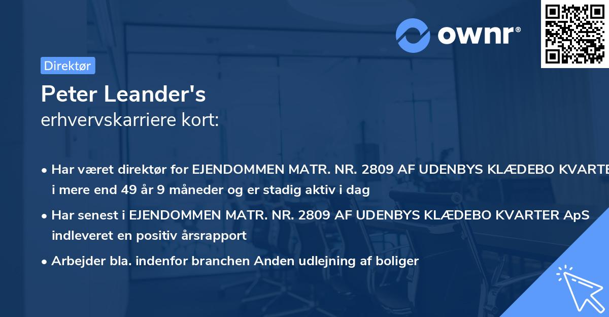 Peter Leander's erhvervskarriere kort
