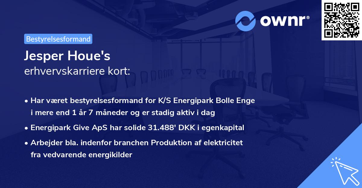 Jesper Houe's erhvervskarriere kort