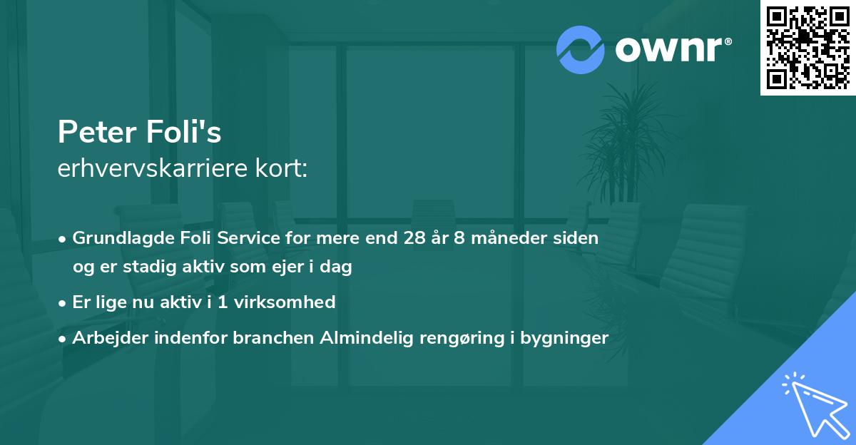 Peter Foli's erhvervskarriere kort