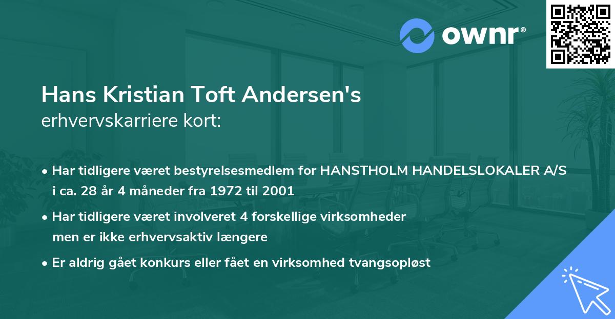 Hans Kristian Toft Andersen's erhvervskarriere kort