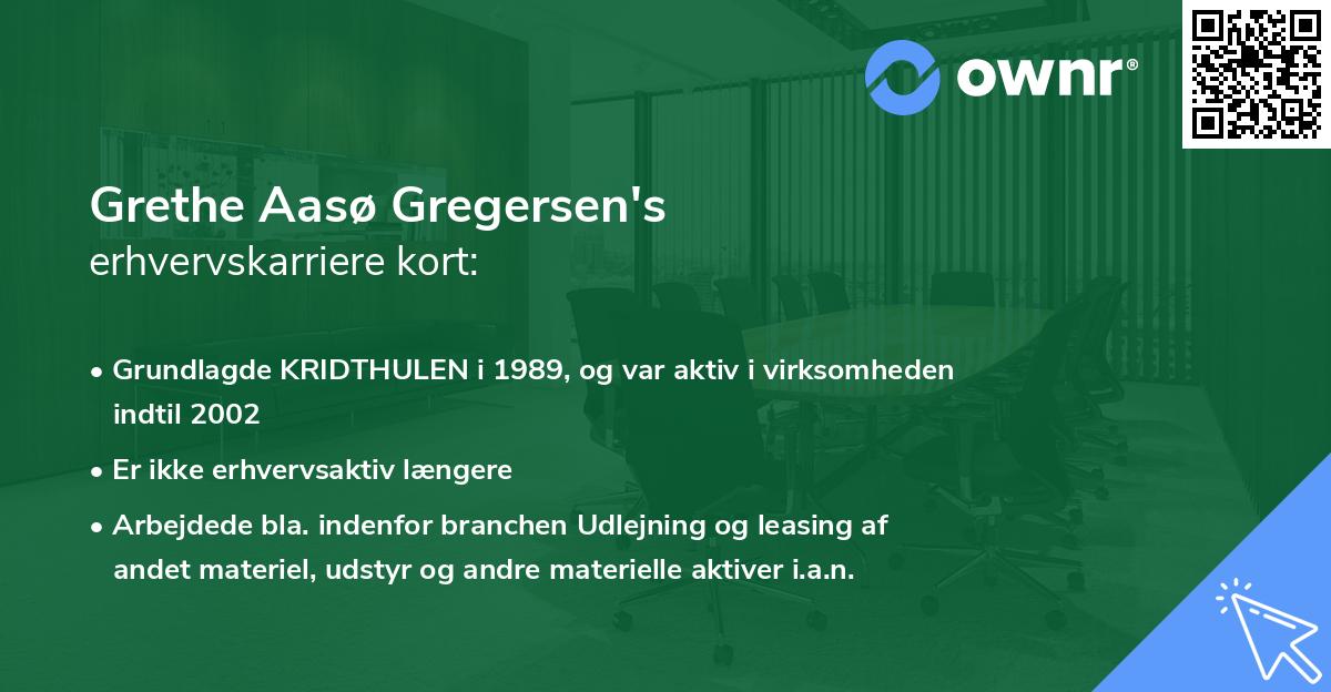 Grethe Aasø Gregersen's erhvervskarriere kort