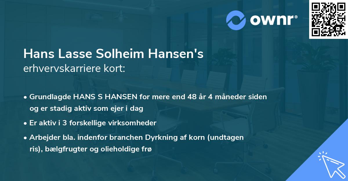 Hans Lasse Solheim Hansen's erhvervskarriere kort