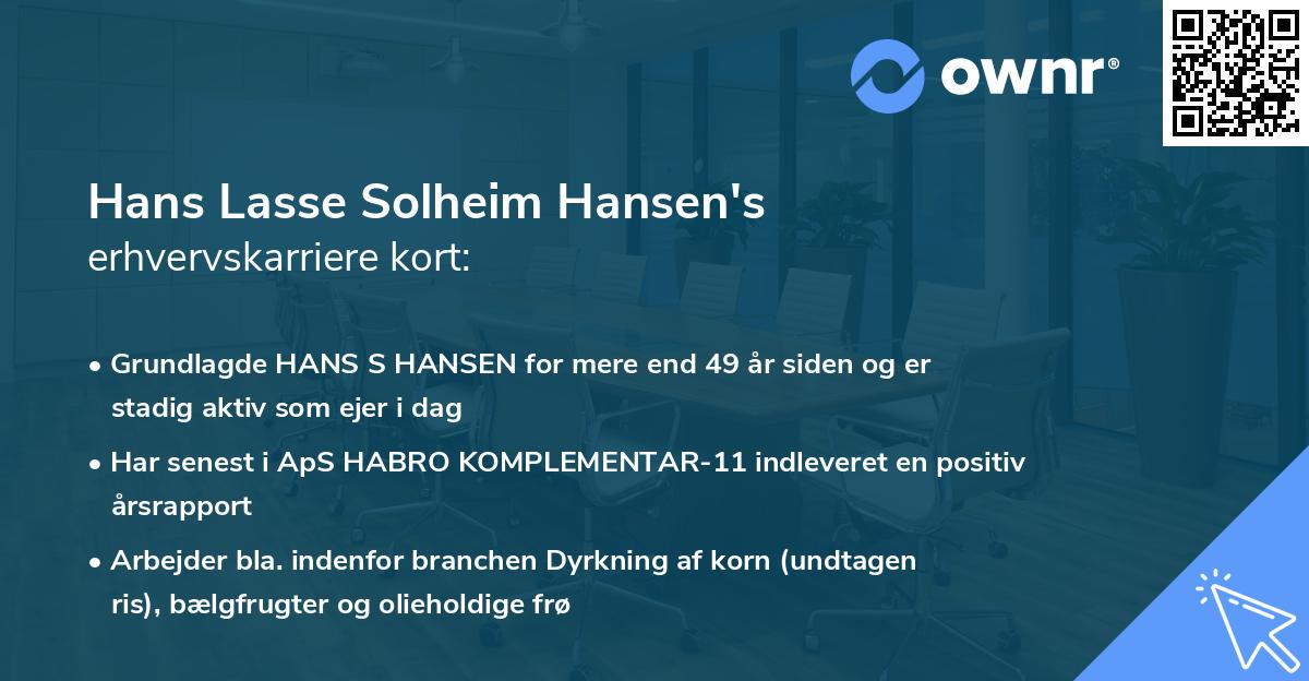 Hans Lasse Solheim Hansen's erhvervskarriere kort