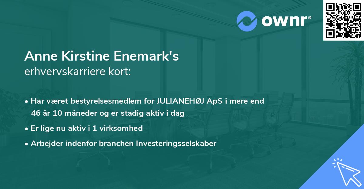 Anne Kirstine Enemark's erhvervskarriere kort