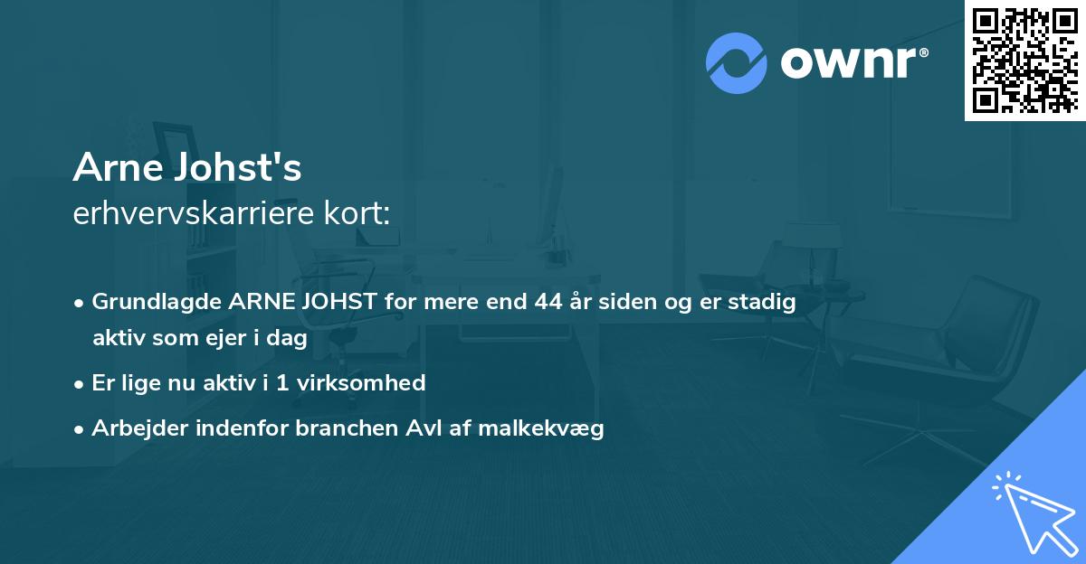Arne Johst's erhvervskarriere kort