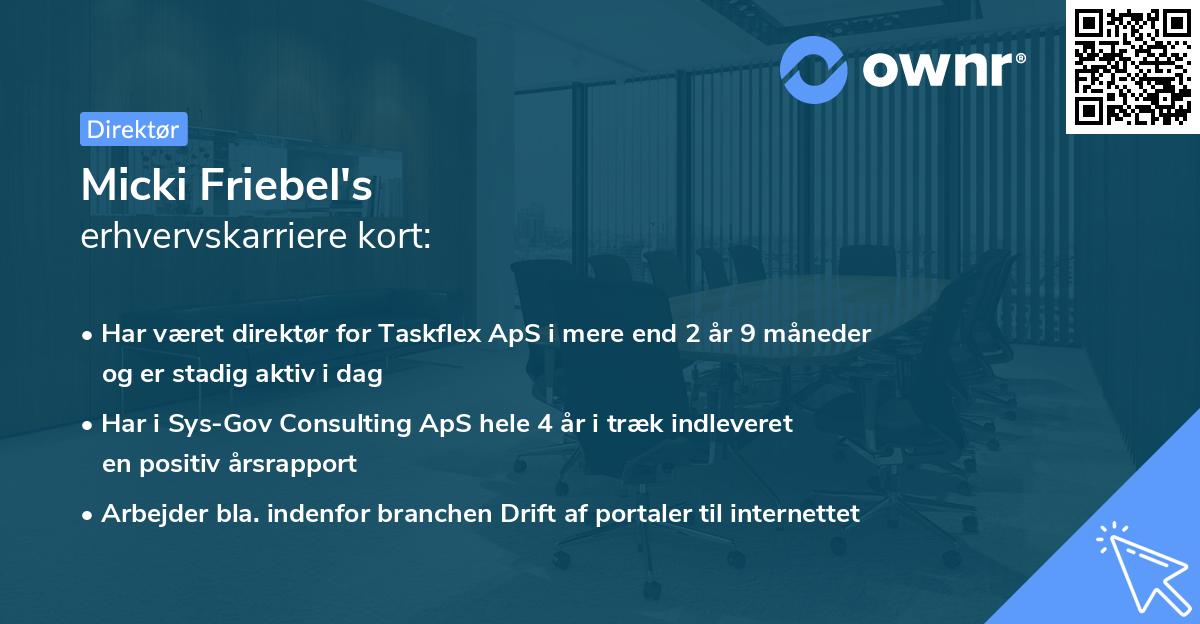 Micki Friebel's erhvervskarriere kort