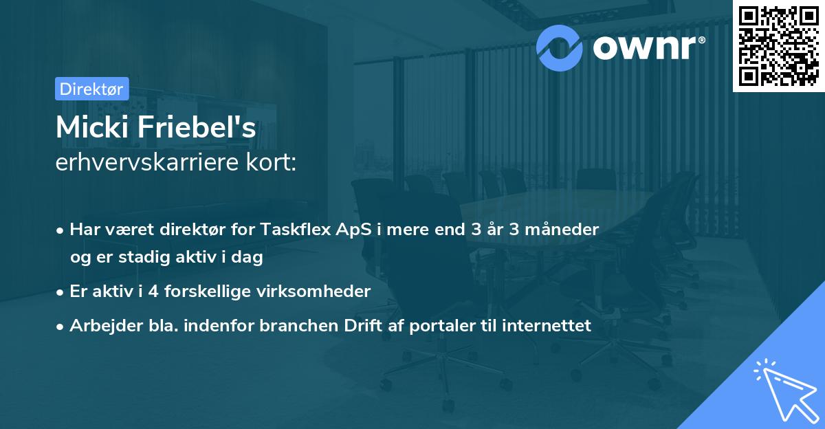 Micki Friebel's erhvervskarriere kort