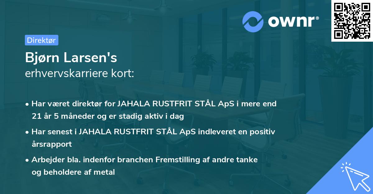 Bjørn Larsen's erhvervskarriere kort