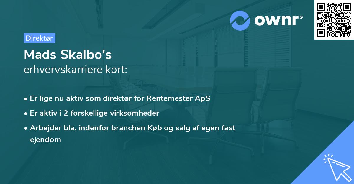 Mads Skalbo's erhvervskarriere kort