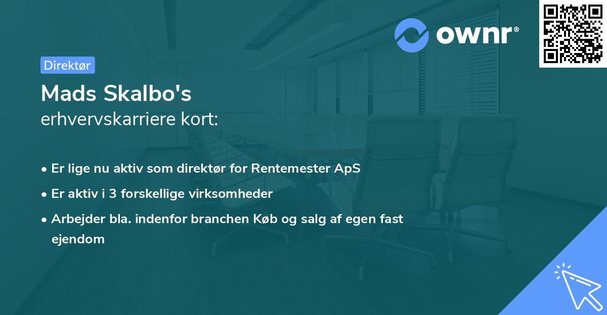 Mads Skalbo's erhvervskarriere kort
