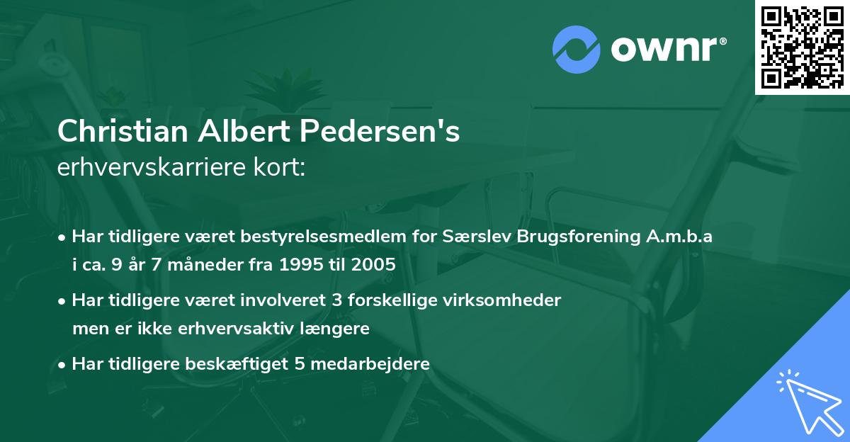 Christian Albert Pedersen's erhvervskarriere kort