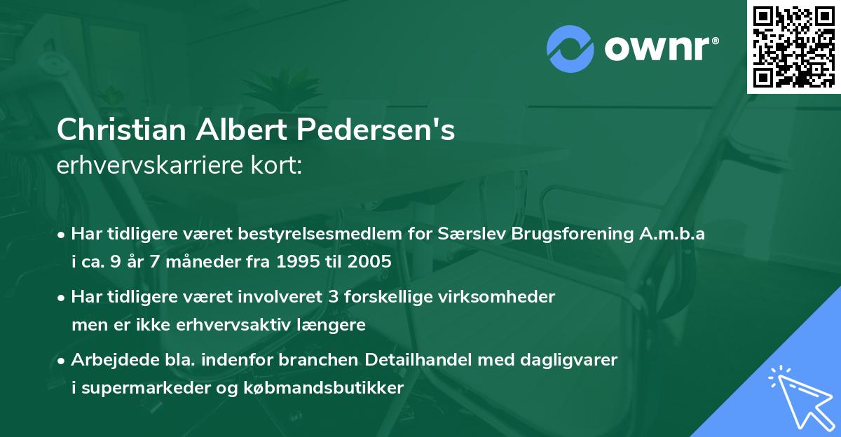 Christian Albert Pedersen's erhvervskarriere kort
